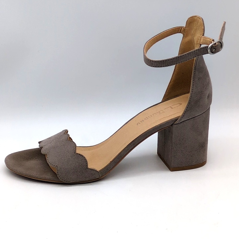 CL by Laundry Sandals Womens Gray 10 Ankle Strap Shoes High Block Heel Buckle